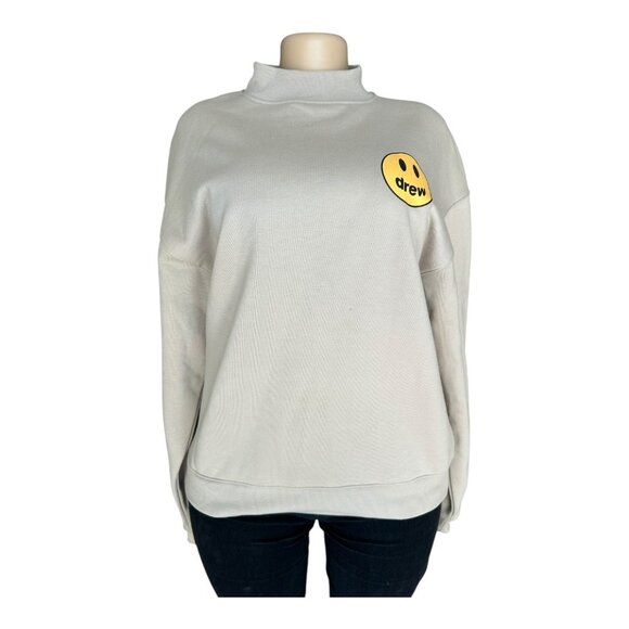 Drew House Beige Crewneck Sweatshirt With Smiley Logo S - Picture 1 of 5